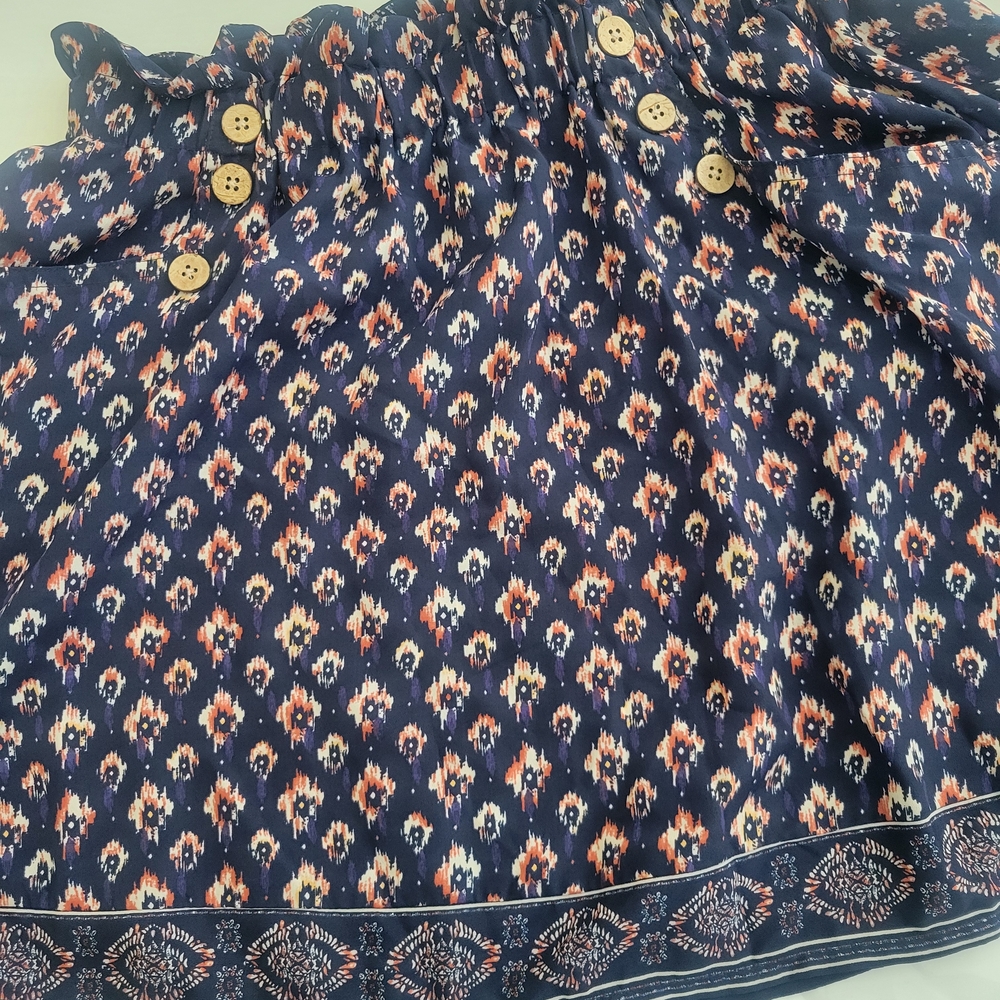 Navy Patterned Mini Skirt